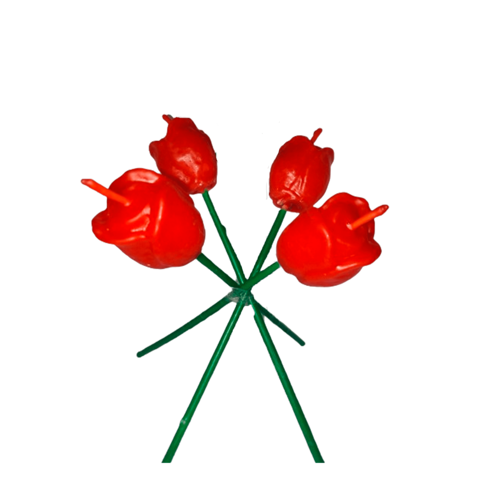 Figura De Cera Rosa Con Palo Perfumada