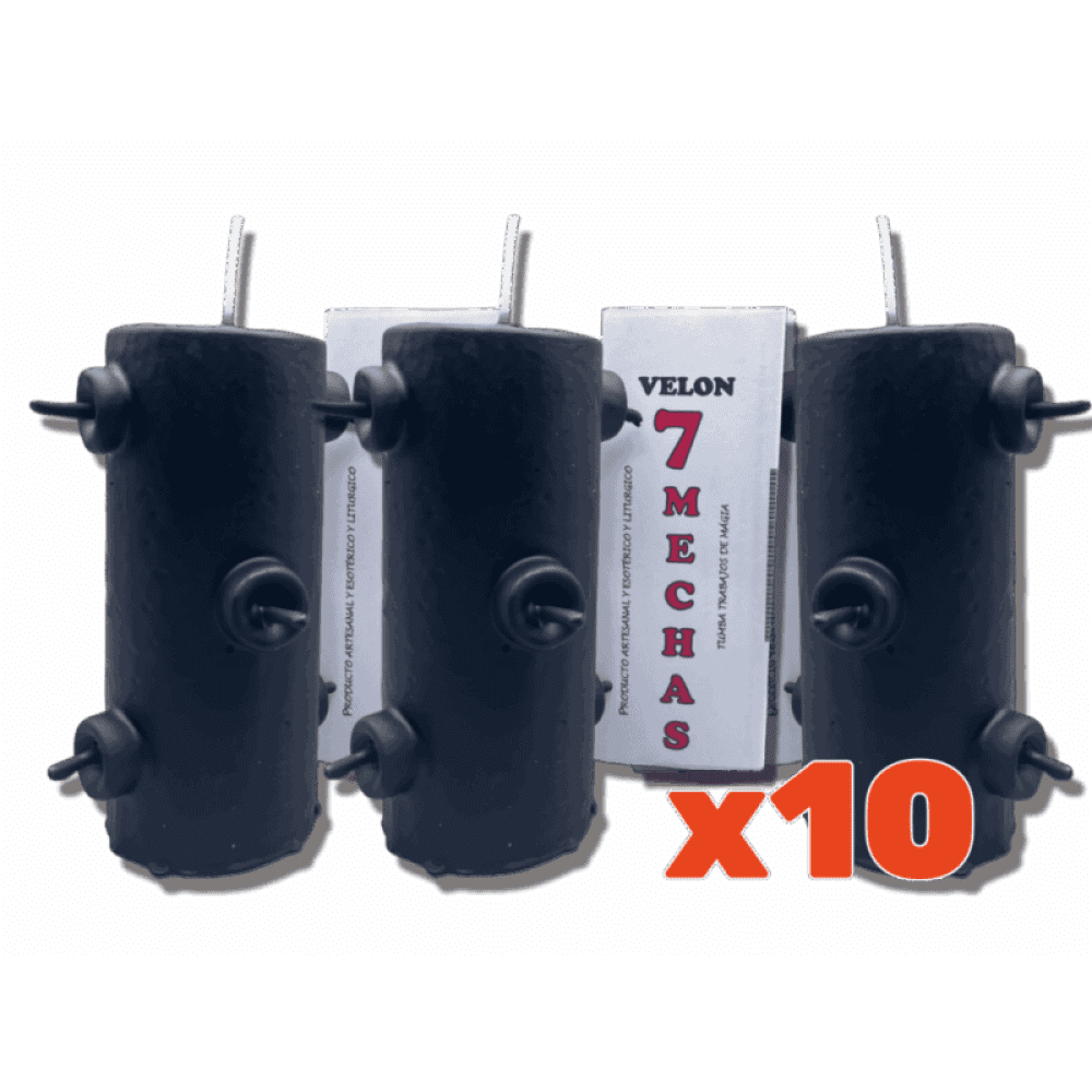 Lote Velon 7 Mechas Negro 10 Unidades