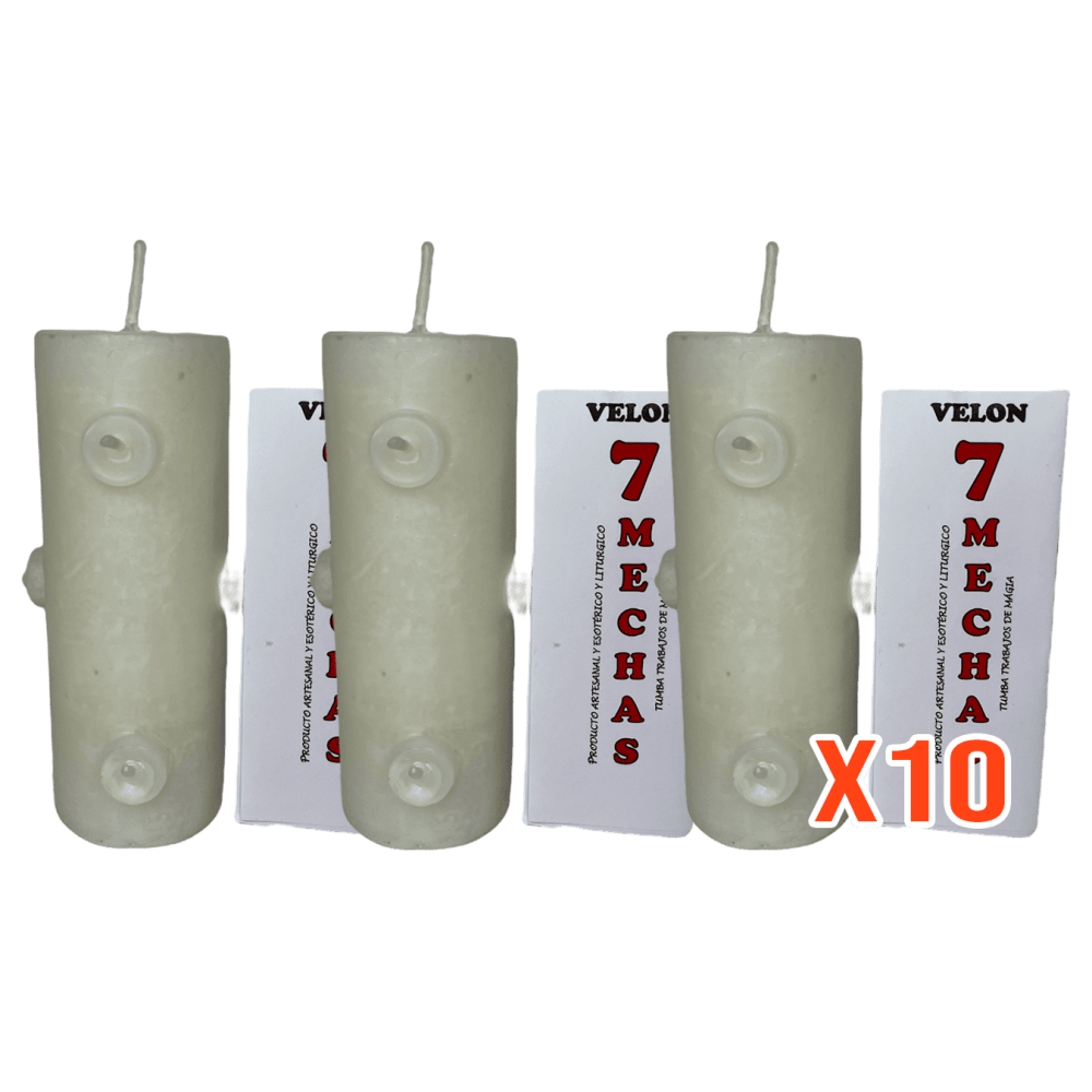 Lote Velon 7 Mechas Blanco 10 Unidades